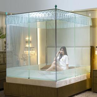 儿童防摔蚊帐家用有底支架坐床三开门T型拉链方帐蒙古包1.5m床1.8