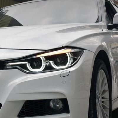 适用于宝马3系大灯总成12-19款F30改装双透镜LED勺子大灯天使眼