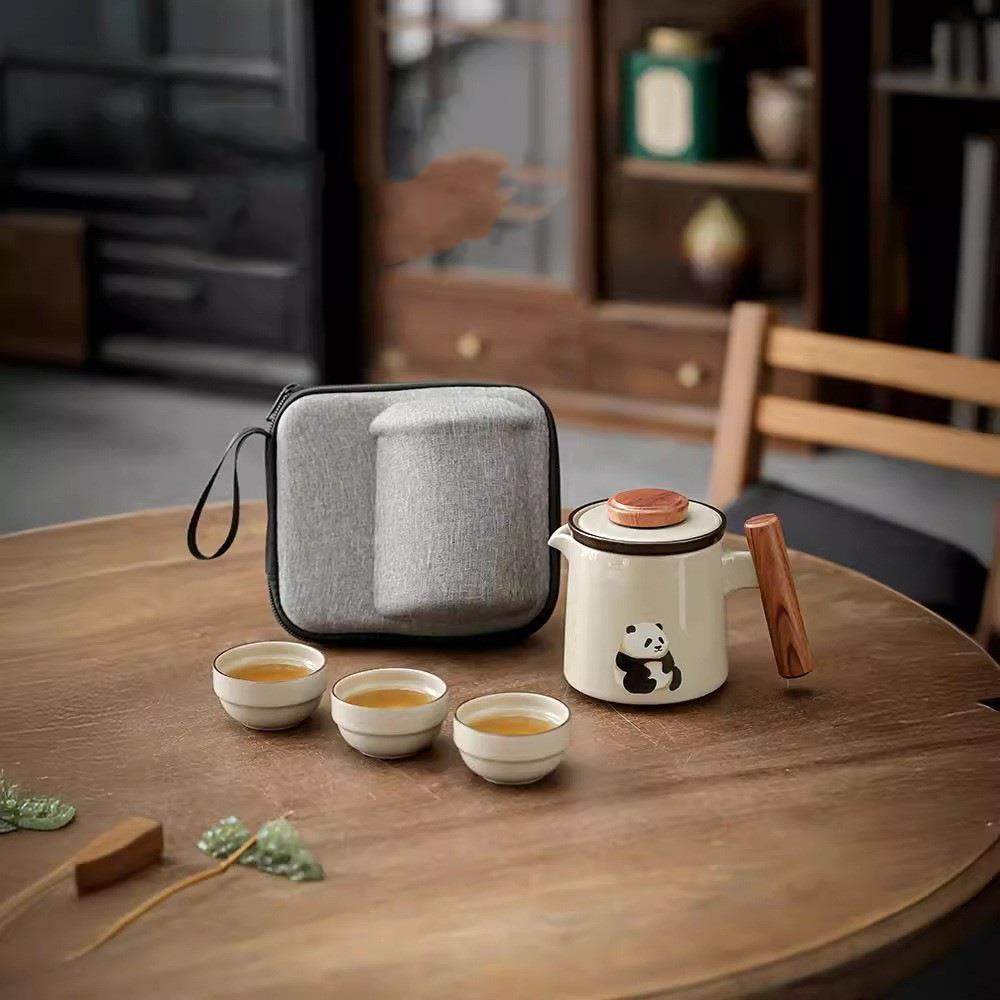 草木灰熊猫便携式旅行茶具小套组一壶三杯快客杯家用户外随手泡茶,工业油品/胶粘/化学/实验室用品,其他实验室设备,淘宝优惠券,粉丝福利购,淘宝优惠卷
