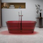 独立式 透明树脂缸家用双人色浴缸椭圆形网人红酒店浴盆55480彩浴