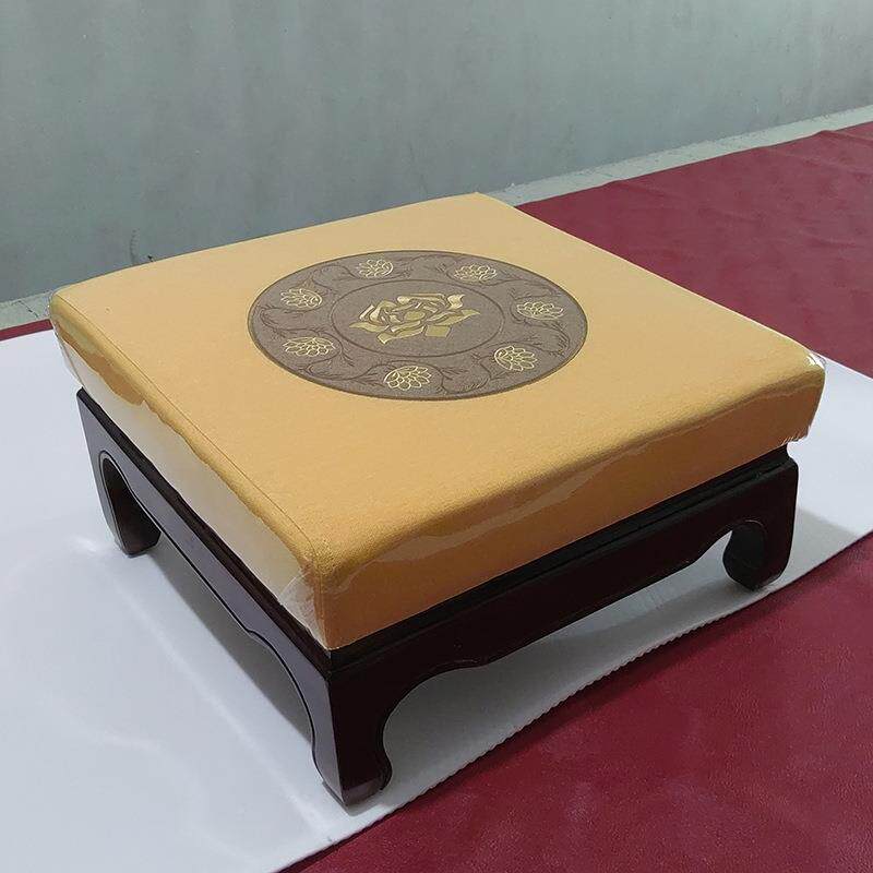 实木布艺佛堂磕头拜佛用的跪拜垫家用黄布拜艺垫实木现货道色家拜