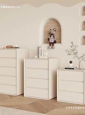 奶油风白五斗柜卧室简约现代收纳柜客斗WYF柜厅实木储物柜三色抽