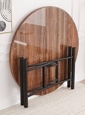 实木折叠餐HNT桌1015人带家用饭店人大圆桌转馆盘食堂餐圆桌面板