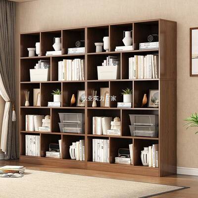 书柜整面墙落地IHO靠架墙易桃木胡储物柜收纳家用多层放书书简置