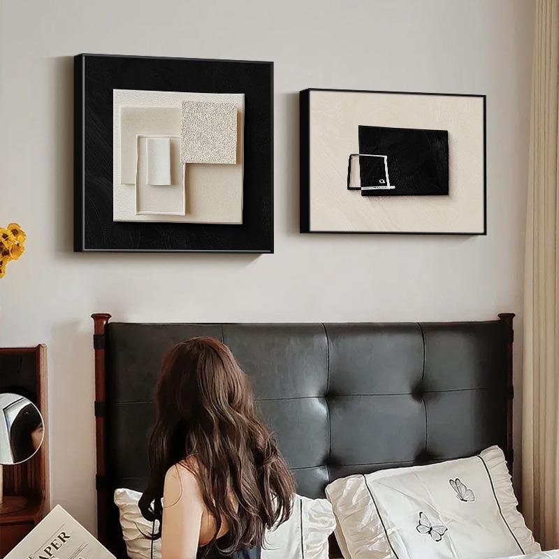 极简约风床感头JJ890741装饰画室黑白抽象餐厅客厅挂画高卧级主卧