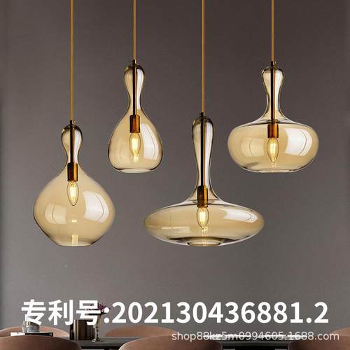 北欧灯厅玻璃创意床头个性服装店网现代简约633复餐式楼吊红楼梯