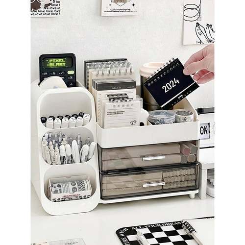 抽屉桌收纳盒学Y926生办公室桌文具式杂物置面物架大容量整书理笔