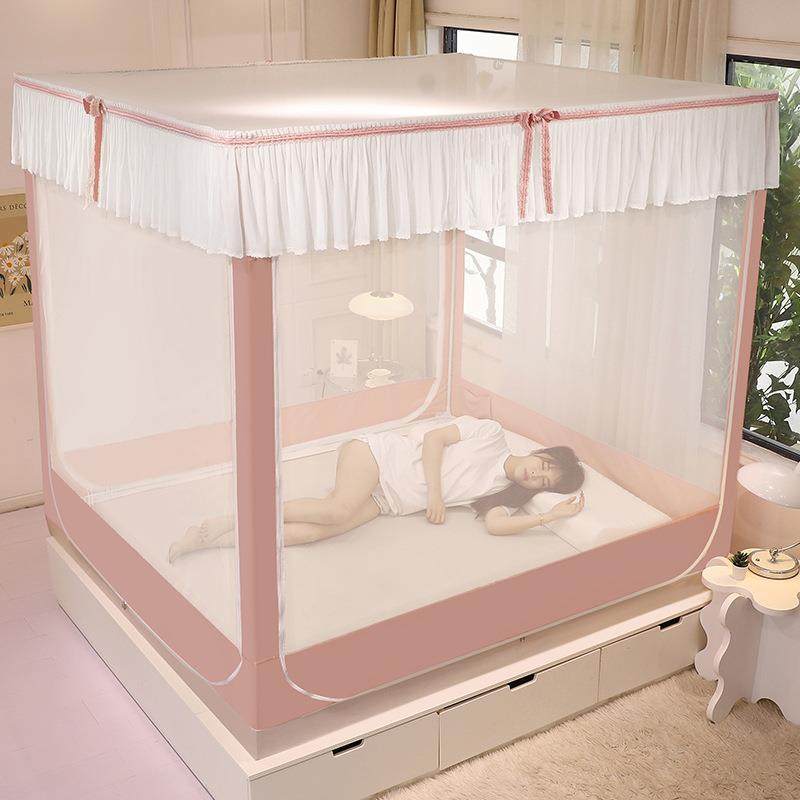 KI9S2023新款公主防摔遮光床帘蚊帐一体式家用卧室儿童床幔蒙古包