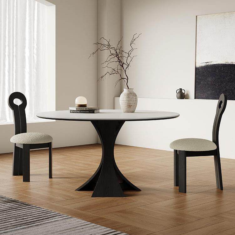 2026新款岩板家用实木餐桌椅子小户型圆形现代简约轻奢奶油风法式