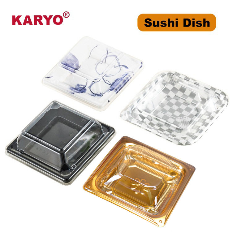 KY批发一次性方形日式印花摆摊打包盒塑料小菜碟系列包装盒子商用