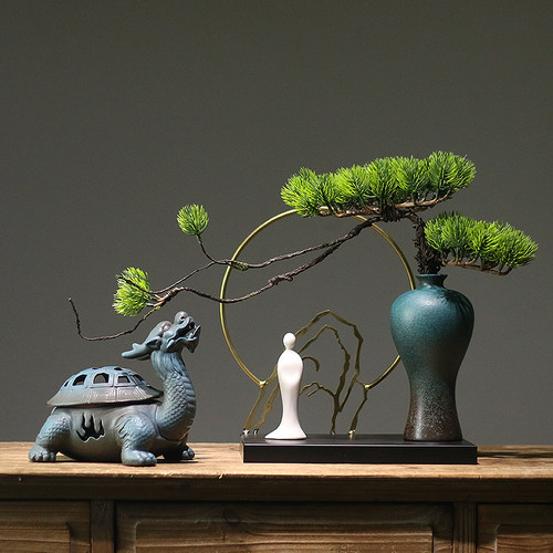 中式复古典陶瓷花瓶客厅电视酒柜博古架装饰品样板间民宿角几摆件