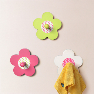 儿童衣帽挂钩创意花朵可爱门后儿童房墙面免打孔衣帽钩墙上壁挂
