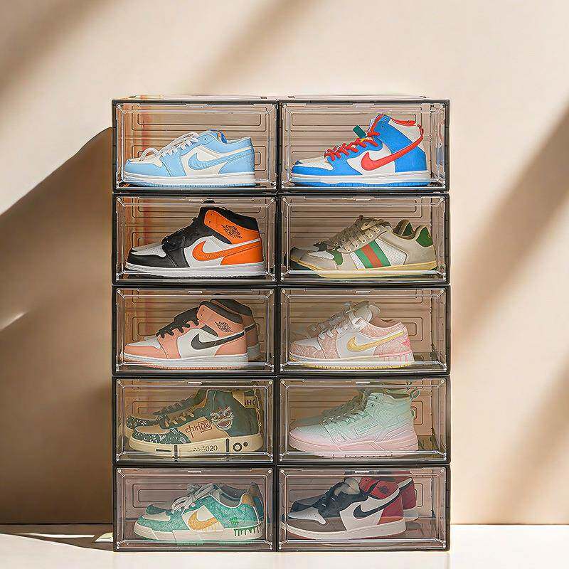 透明鞋吸盒磁硬塑料见描述纳盒侧开尘防鞋柜宿舍收家用鞋盒