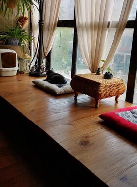 北欧双现代实木床日式榻榻米床LD-856791.人5床米单厚板无床头床1