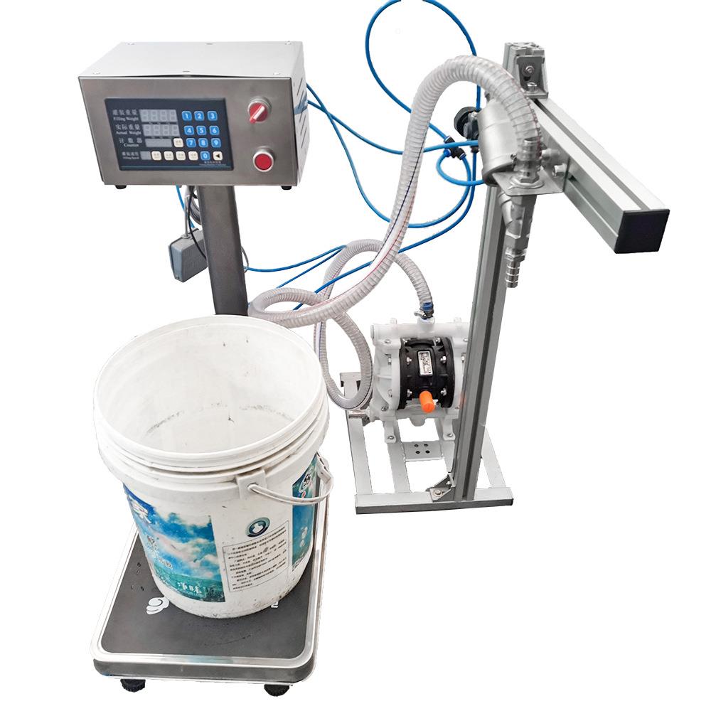 称重计量气动真石漆油漆桶装涂料颜料胶水粘稠浆料膏体分灌装机