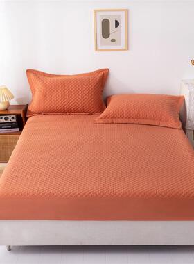 全棉床笠单件水洗纯棉夹棉绗缝加厚防螨床垫套席梦思套新中式风格