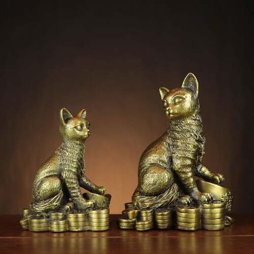 杨铜记铜猫铜猫元宝猫家居办公室铜猫摆件摆件财猫