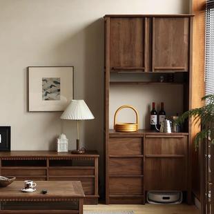 北美黑胡桃木扫地机器人边柜云鲸石头追觅基站收纳柜樱桃木置物架