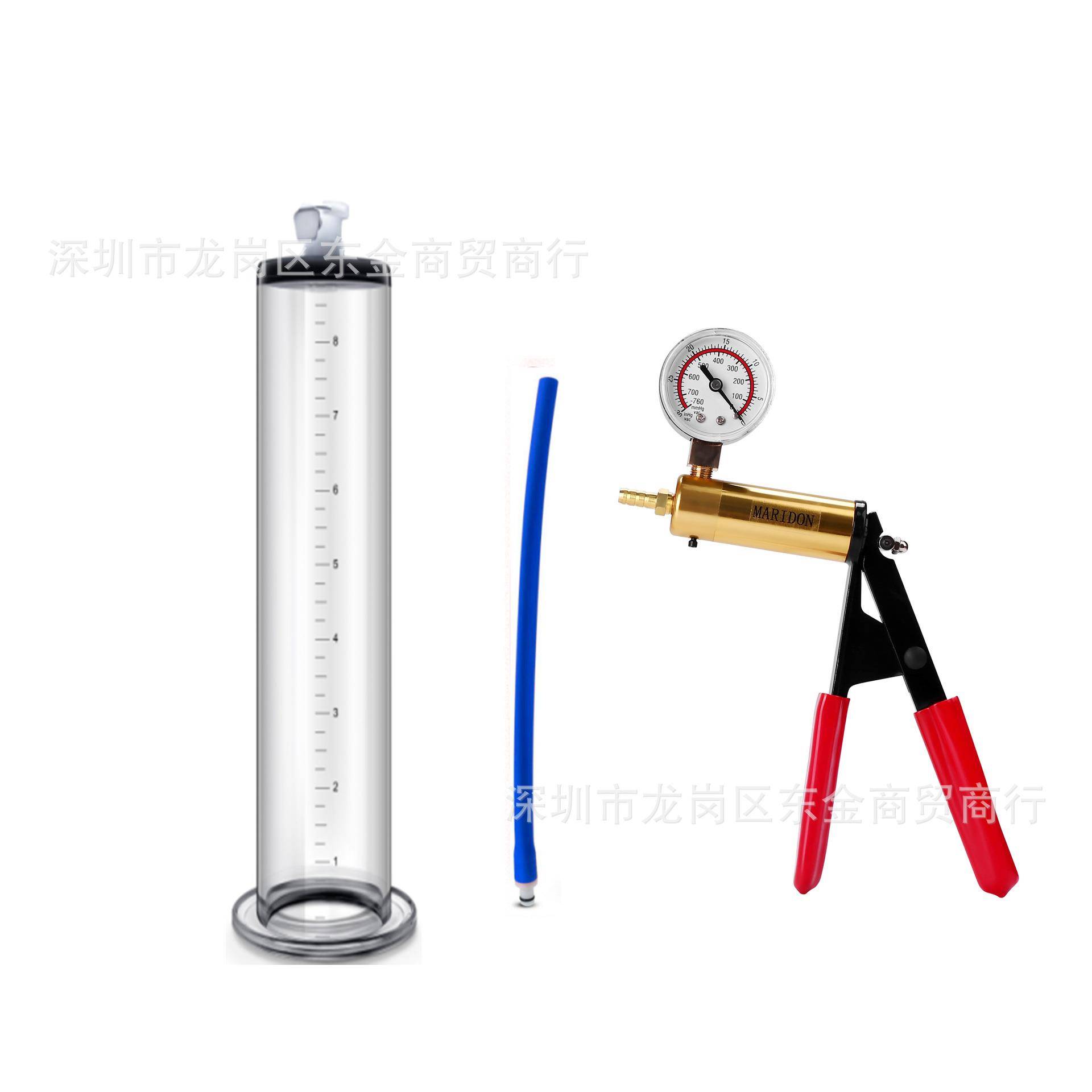 外贸现货手柄法兰缸双刻度显示真空管健身健阳器材锻炼器全套器具