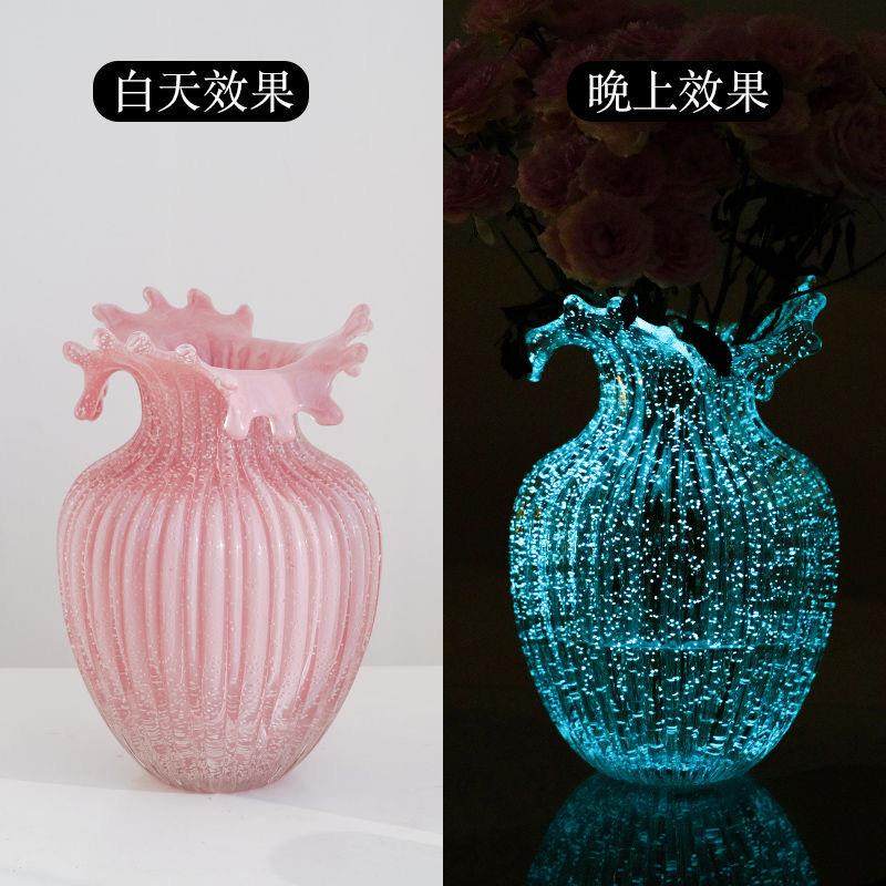 小清新浪花口田园夜光透明玻璃花瓶插干花水养鲜花客厅卧室装饰品,纺织面料/辅料/配套,纺织机械配件,淘宝优惠券,粉丝福利购,淘宝优惠卷