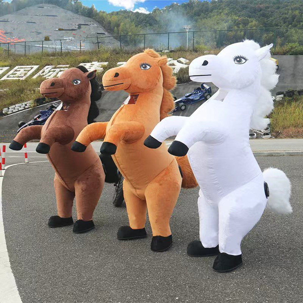 充气新年马人偶服装卡通马年吉祥物玩偶服年会成人演出道具服