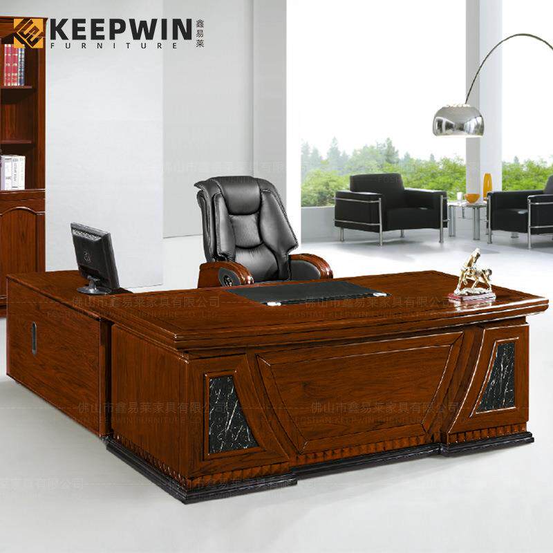 经典办公室老板桌办公桌子油漆实木皮经理桌大班台主管桌椅组合