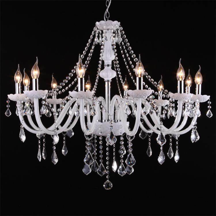 12头白玉色大水晶吊灯白色蜡烛灯玻璃灯欢迎来图