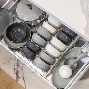 轻奢高级感厨具盘子碗全套釉下彩餐具碗碟套装家用乔迁陶瓷碗盘