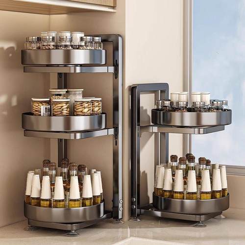 厨房旋转调料架台面转角调味料置物架多功能多层佐料调味品收纳架