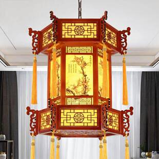 中式仿古宫灯客厅大堂茶楼酒楼博物馆寺院庙宇装饰全实木灯具吊灯