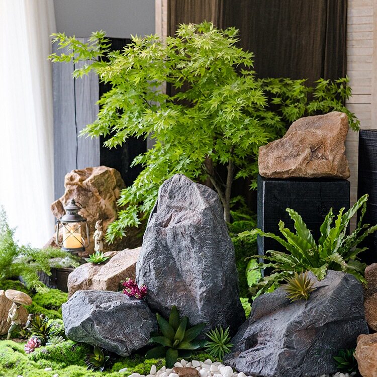 仿真假石头模具花园庭院户外设计鱼缸假山造景假道具创意摆件