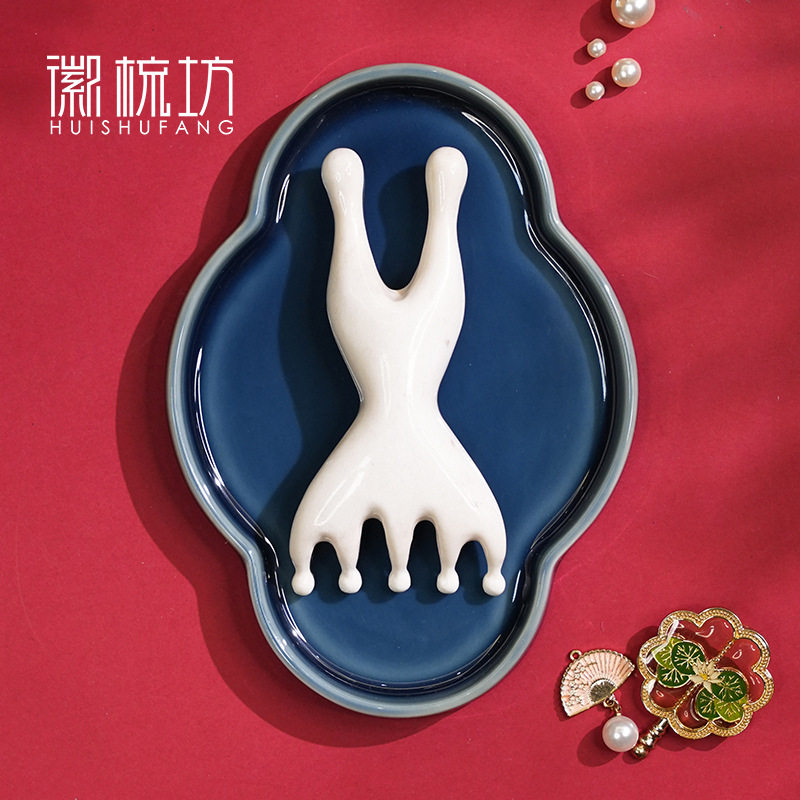 徽梳坊多功能鹿角美鼻水滴耙子头疗梳头按摩梳子头部头皮梳450