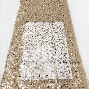 网花G2004纱大小满片绣面料经纱典款婚礼服舞珠台服饰面料大量现