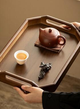 轻奢板栗色纳八角啡提HUM手托咖啡器盘具托盘放茶杯盘餐盘咖杯收