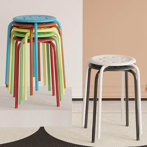 铁艺八凳高凳时尚板圆凳加厚成人塑Y-56料孔凳餐桌凳子家用折叠椅