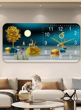 高档万年客厅挂钟家用创钟表静音中式上意墙历时钟卧室石F97SS7T6