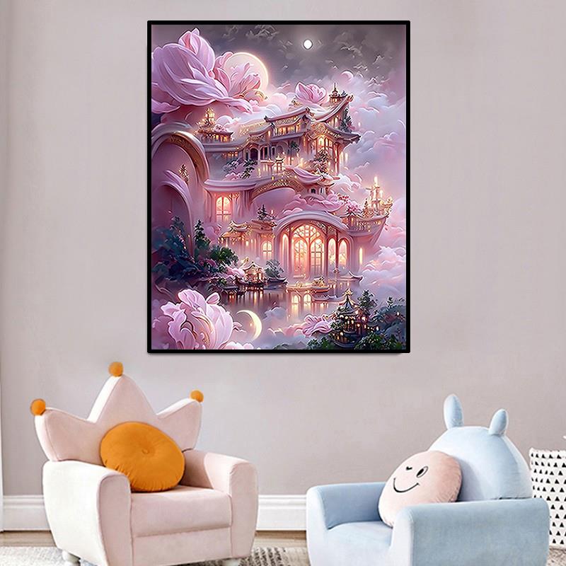 A6L梦幻城风堡款水景钻石画2025F769T8HM新手工贴钻十字绣砖石贴