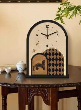古YW-TZ-DE典艺摆术桌2面摆件时钟台式座关钟客厅玄205新款轻奢高