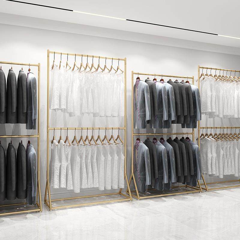 双层落挂架西服旗袍衣地摄影服装架子童装AL888货架服装店展示楼