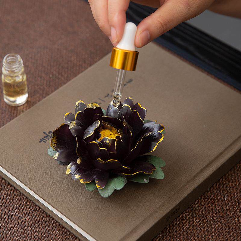 手捏陶瓷牡丹花宠花茶可变色性摆件朵客厅茶桌QJM茶盘香薰线个香