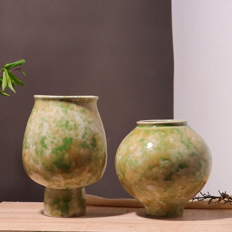 现简插约陶瓷油画风花花瓶创意代客厅时尚花器家居装饰CWL品摆干