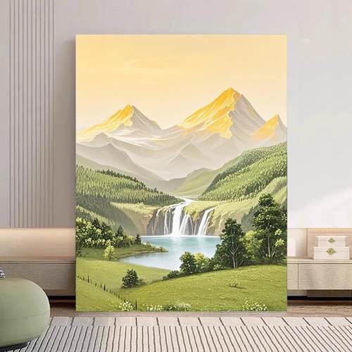 日照GIL金充山风景diy数字油画填填色客聚宝厅盆大尺工寸油彩手涂