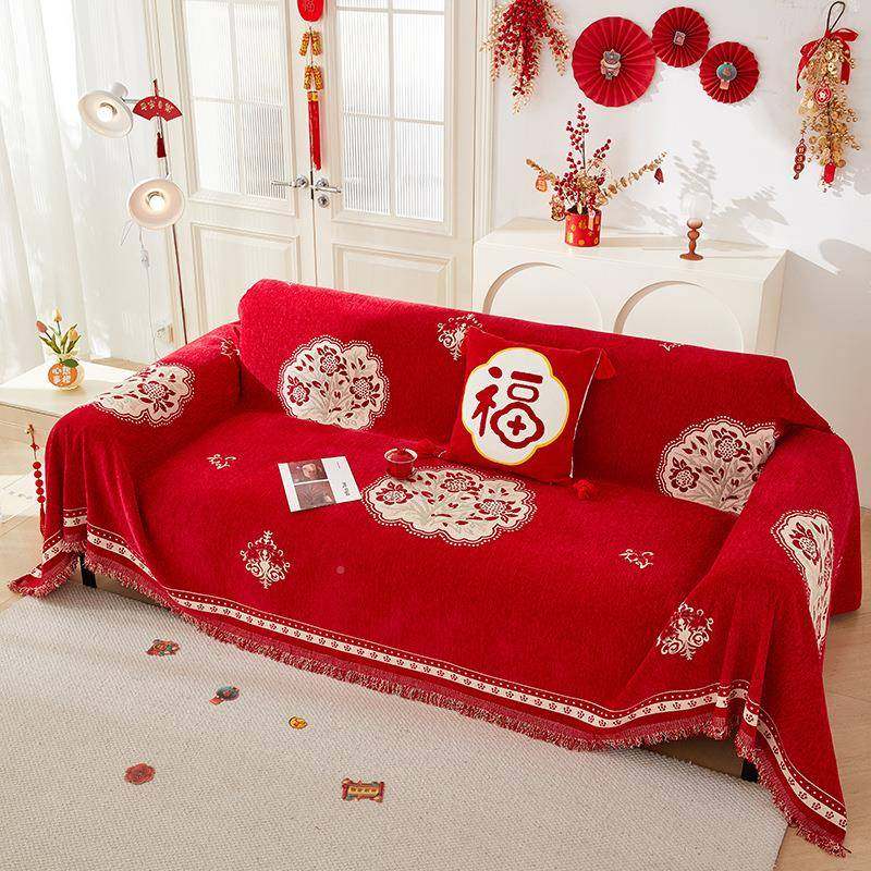 喜庆四防滑防季通用新春鸿运系红色全包滑列沙发垫装饰套罩沙2024,居家布艺,沙发套,淘宝优惠券,粉丝福利购,淘宝优惠卷