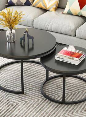 茶几客厅创意家套用意式圆形装小户型OGE艺子理石大ins轻奢铁茶桌