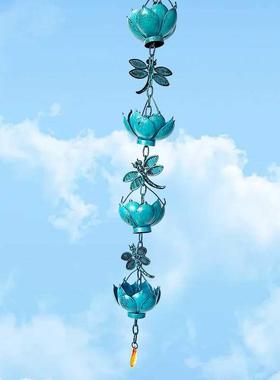 创意别墅庭院莲花雨宿链屋檐引水链民链排雨水天莲花雨链沟落水水