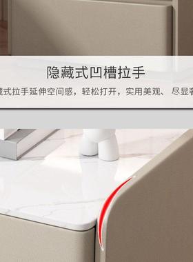 岩板床头柜木两寓抽公民宿酒店客房卧室带床边带抽屉87775实收锁