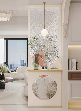 2024新款法式中古奶柜油风断客厅入户实木形74210弧屏风浴室玄关