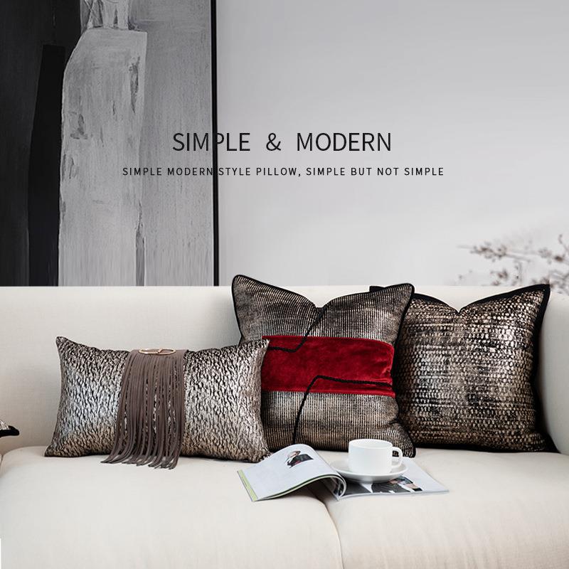 墅式轻奢JY605意别感客厅抱枕现代样板房高级靠枕黑金奢华床头靠