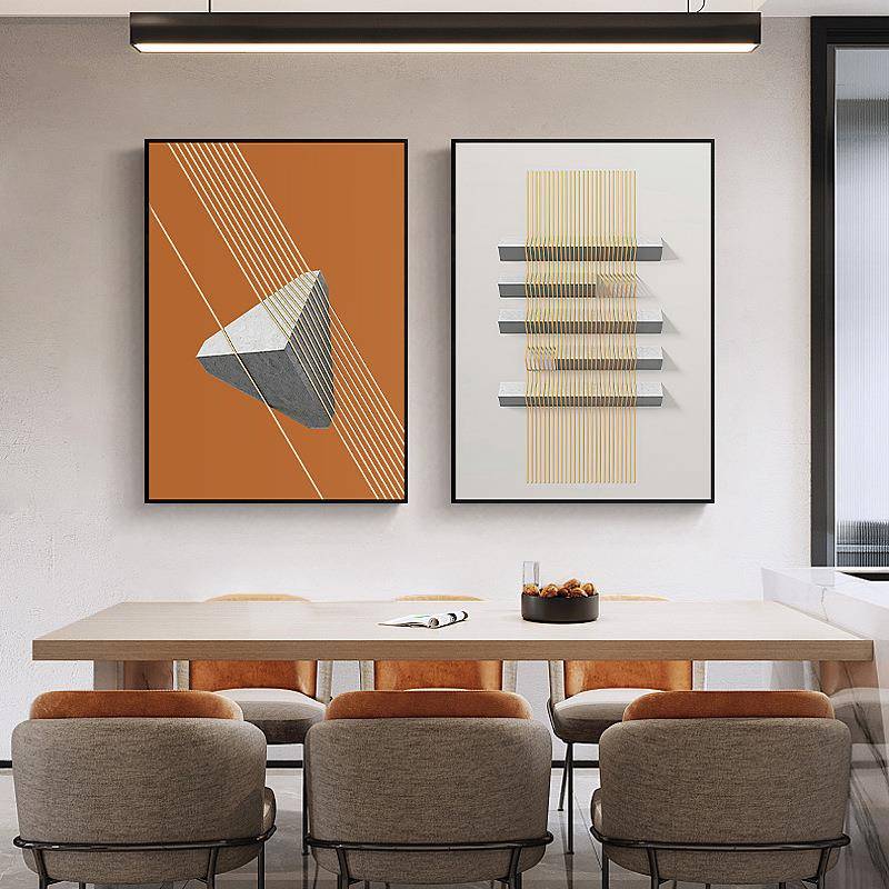 弦明北现代轻奢客厅装QX202112饰画欧约沙简发画背景挂几何卧室餐