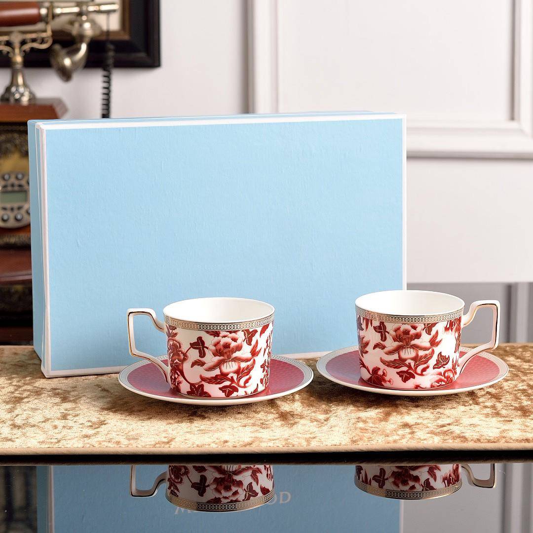 欧式高档骨瓷下午茶杯茶结A-0055壶套装红色芙蓉花咖具套装婚啡迁